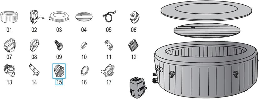 Pool Hot Tub Spa Parts for SaluSpa Top Debris Screen Strainer Replacement with Seal Only for Bestway and Coleman Lay-Z-Spa P00260