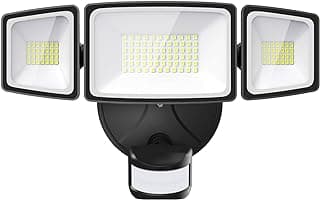 Onforu 65W LED Security Lights Motion Sensor Light Outdoor, 6500LM, 6500K, IP65 Waterproof, Flood Light Outdoor Motion Detector with Adjustable 3 Head, Hardwired Wall Light for Entryway, Yard, Garage