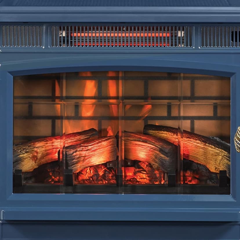 duraflame Freestanding Electric Fireplace Stove Heater with 3D Flame Effect for 1,000 Sq. Ft. Room, Navy
