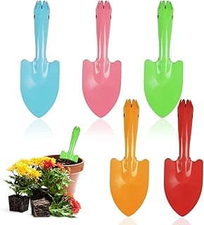 Mini Colorful Trowel Metal Garden Hand Shovels, 5 pcs Garden Tools for Kids Teens Adults Soil Planting Sand Box