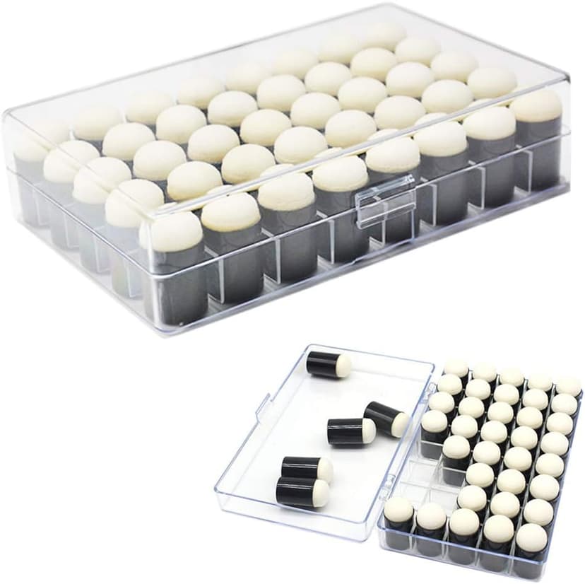 40pcs Finger Sponge Daubers with Storage Box for Painting Chalk Ink Card Making Drawing DIY Craft Handmade Finger Painting Sponge Set Craft Drawing Sponge Dauber Set Painting Projects-Daubers