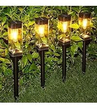 8 Pack Solar Pathway Lights Outdoor, Waterproof Solar Lights Outdoor with Metal & Glass Design - Auto On/Off, Long-Lasting, Landscape Lighting for Garden, Yard, Lawn, Driveway, Walkway