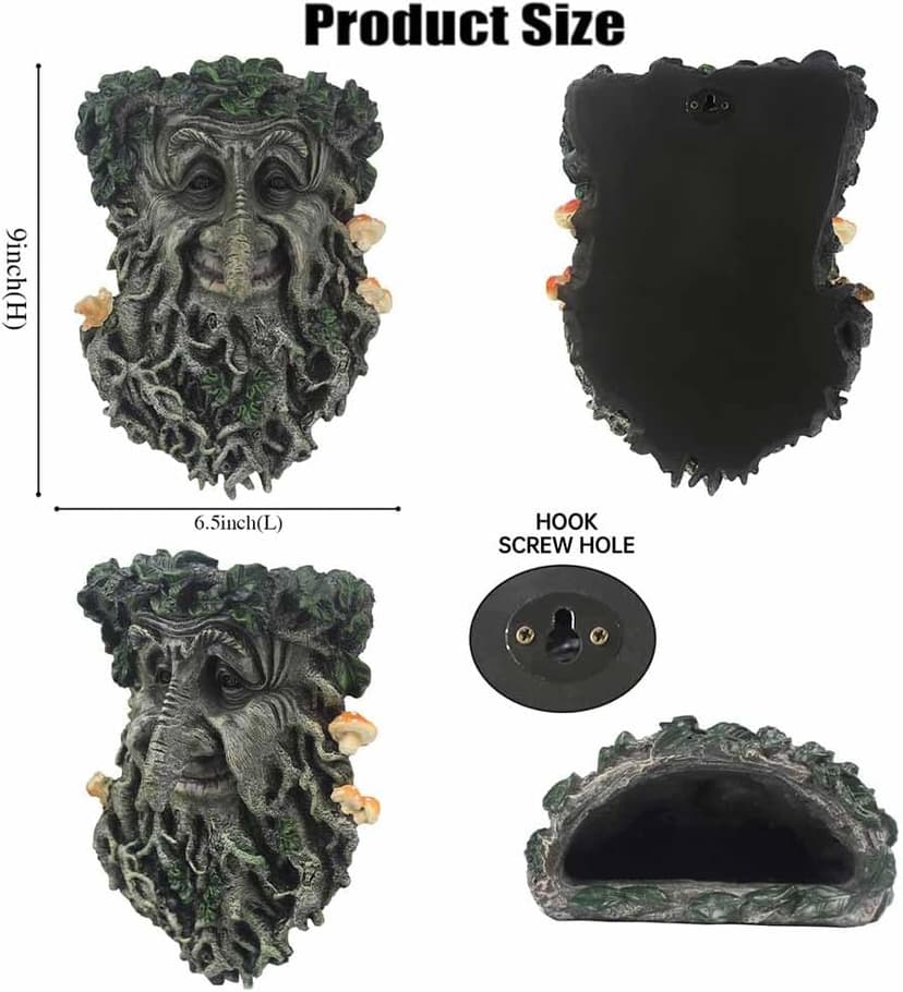 Tree Face Sculpture, Flower Planter Pot Hand-Painted Greenman Tree Face Garden Decoration for and Home Décor