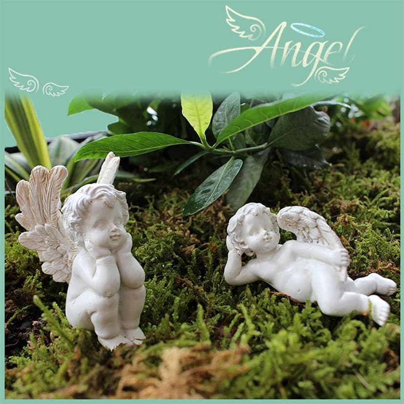 5 Pcs Little Angel Statues Miniatures Garden Stakes Resin Flower Pot Decoration Miniature Garden Planters Angel Figurines Decor
