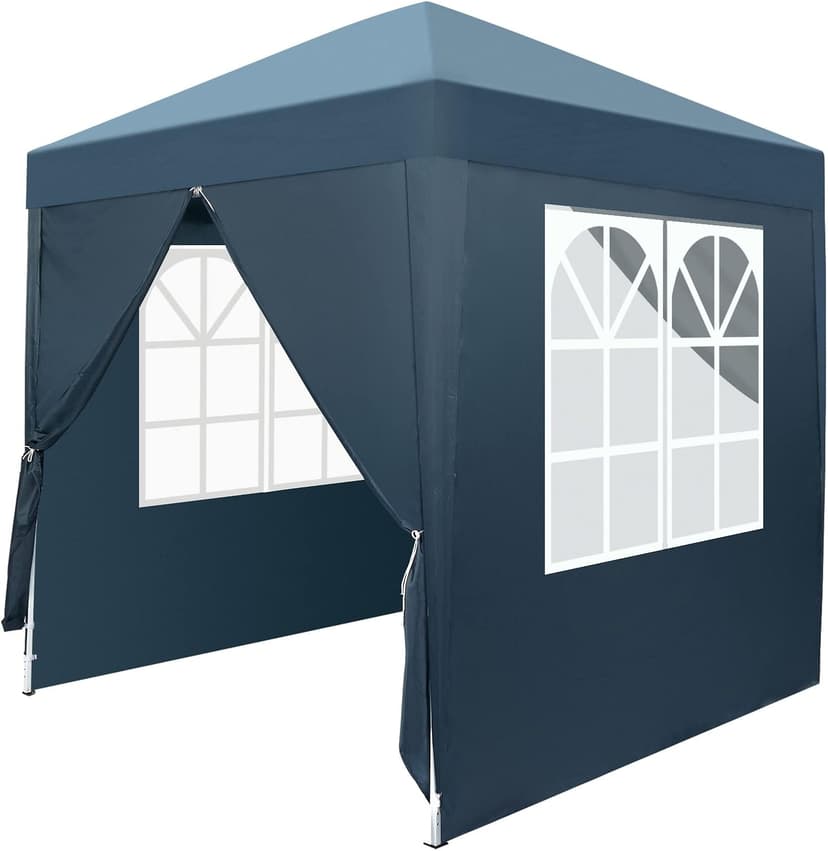 Outvita 6.5x6.5ft Pop Up Canopy Tent, Outdoor Instant Shelter Folding Canopy with 4 Side Walls and Carry Bag for Commercial Events, Party, Backyard BBQ, Camping Blue