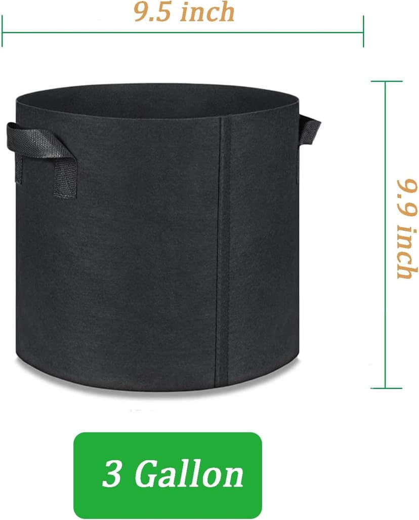 12-Pack 3 Gallon Grow Bags, Heavy Duty Aeration Fabric Pots with Sturdy Handles, Thickened Fabric Pots for Plants