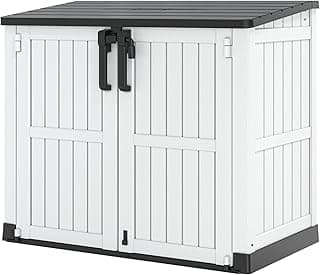 Outdoor Resin Storage Shed 36 Cu. Ft. Garden Horizontal Storage Large Capacity Weather Resistant Storage Box, Lockable Resin Waterproof Shed for Garbage Cans, Garden Tools