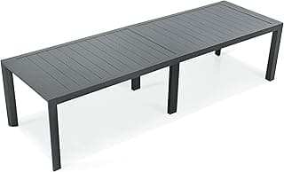 PURPLE LEAF Outdoor Dining Table 121" X 37" Slatted Tabletop Large Aluminum Rectangular Patio Dining Table for 10, Weather-Resistant Patio Table for Backyard Garden Lawn Porch Deck