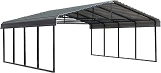 Arrow Carports Galvanized Steel Carport, Double Car Metal Carport Kit, 20' x 20' x 7', Charcoal