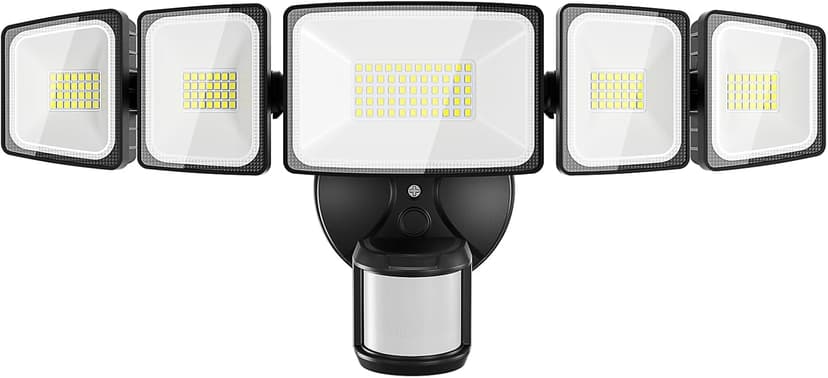 Onforu 120W 12000LM LED Security Lights Motion Sensor Outdoor, Dusk to Dawn Flood Lighting, 5 Heads 360° Wide Angle Illumination, 6500K IP65 Waterproof Hardwired Floodlight Motion Detection (Black)