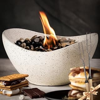 Concrete Tabletop Fire Pit, Portable Indoor Fireplace and Smores Maker, Suitable for Indoor and Outdoor Use