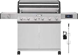 Monument Grills 6-Burner Convertible Natural Gas Smart bbq Grill Stainless Steel Denali 605 with Rotisserie Kit