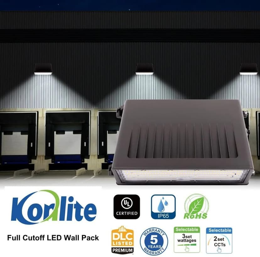 90W/63W/45W Full-Cutoff LED Wall Pack Lights, Selectable Wattage & CCT (5000K/4000K/3000K), LED Wall Light, Energy Efficient, Durable, Outdoor Commercial Wall Pack Light, 14,900LM