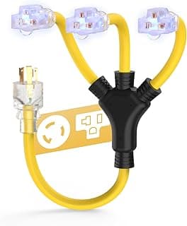 TOOLIOM 30 Amp Generator Adapter Cord Power Splitter, NEMA L5-30P to 3 x 5-15R/5-20R Household Plug, ETL Listed Generator Extension Cord 125V 3750W Stow 12AWG/3C (2 FT)