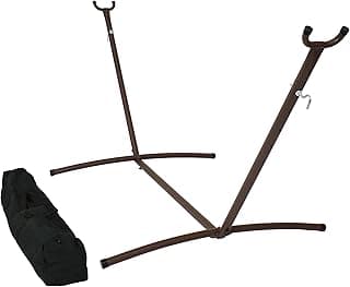 Sunnydaze Brazilian Portable Steel Hammock Stand for Outside with Carrying Case - 400-Pound Capacity Hammock Frame - Bronze Finish