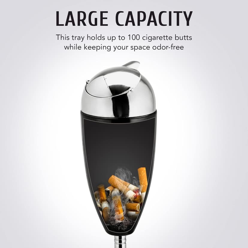 CO-Z Adjustable Ashtray, Smokeless Odorless Indoor Outdoor Floor Standing Ash Tray with Lid for Home Patio Cigarettes Ash Butt Disposal, Windproof Balcony Ashtray in 20", 27.5", 35" Heights, Black