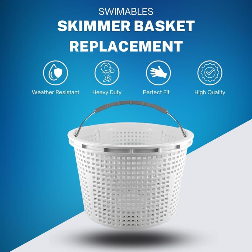Swimables Pool Skimmer Basket for Inground Pool Compatible with Pentair U-3 Skimmer Basket and Hayward SP1070 Pool Basket | Built-in Brass Weight | 316 Stainless Steel Handle & Convenient Rubber Grip