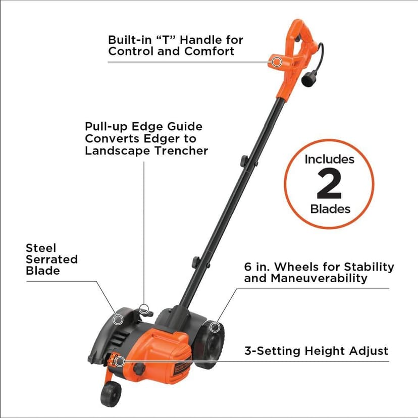 BLACK+DECKER 12 Amp 2-in-1 Landscape Edger and Trencher, (LE760FF)
