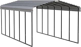 Arrow Carports Full-Size Galvanized Steel Carport Kit, Wind and Snow Rated, Corrosion-Resistant Powder-Coated Metal Frame for Vehicles, Boats, Equipment, and Storage, 12' x 29' x 9', Gunmetal