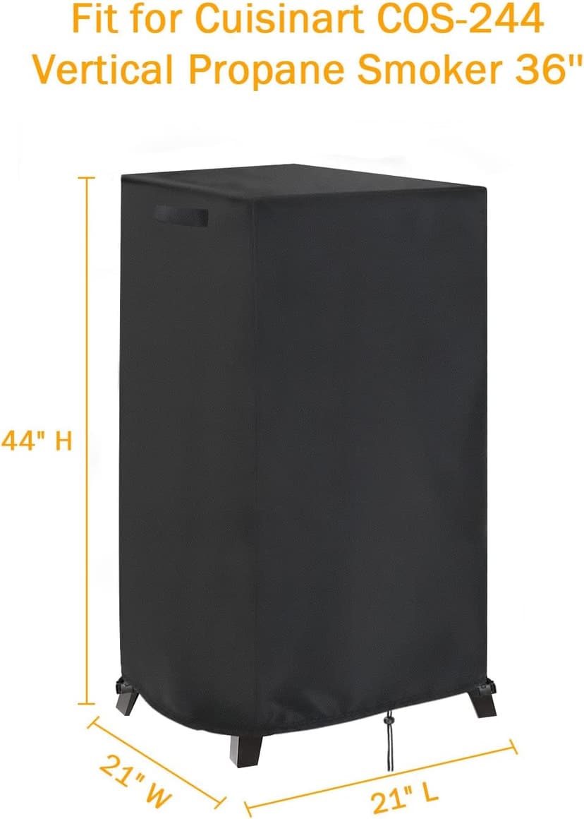 Smoker Cover Fit for Cuisinart Smoker, Waterproof Outdoor Grill Smoker Covers,Black (21" L x 21" W x 44" H)