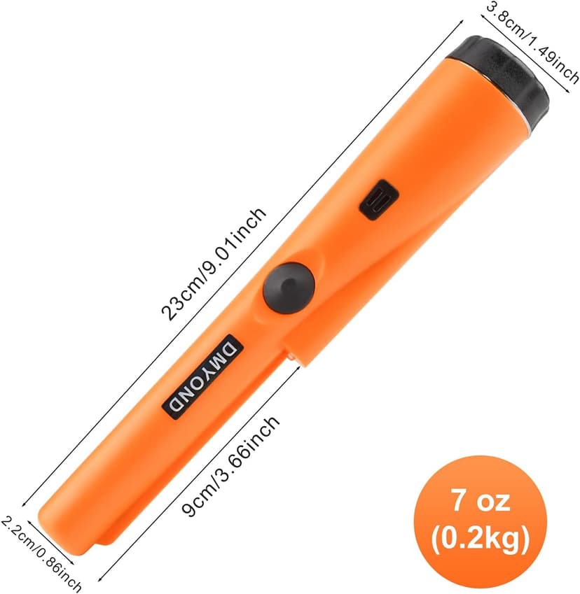 Dmyond Metal Detector Pinpointer, Professional Waterproof Handheld Pin Pointer Wand, Search Treasure Pinpointing Finder Probe with 9V Battery for Adults, Kids - Orange