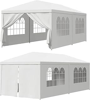 HomGarden 10'x20' Outdoor Canopy Tent Camping Gazebo Storage Shelter Pavilion Cater for Party Wedding Events BBQ w/4 Removable Enclosure Sidewalls & 2 Zippered Doorways