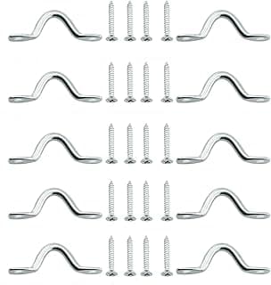 TAODAN 10PCS Ceiling Wall Mount Hook M5 316 Stainless Steel Eyelet with Ceiling Wall Mount U Hook with Screw for Hanging Light String Hammock Chain Plant