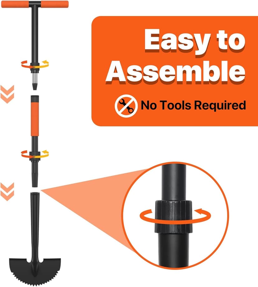 Manual Edger Lawn Tool, 41-inch Lawn Edger with Saw Tooth Blade, Half Moon Hand Edger with Metal Shaft, T-Grip Handle, Heavy Duty Garden Edger Tool for Sidewalk, Grass, Yard, Landscape