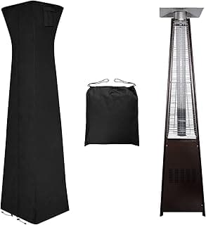 Easy-Going Pyramid Torch Patio Heater Cover with Zipper and Storage Bag, Waterproof Outdoor Heater Cover Dustproof, UV-Resisant, Wind-Resistant (90"H x 23"L x 23"W, Black)
