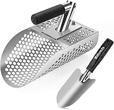 Sand Scoop with Shovel for Metal Detecting, Metal Detector at Beach,Heavy Duty Stainless Steel Metal Detecting Tool,Treasure Finds Scoop, Digging Shovel Fast Sifting Shovel