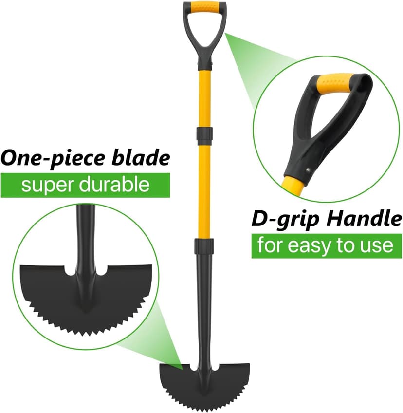 COSITA Edger Lawn Tool, 41-inch Manual Lawn Edger for Grass, Half Moon Hand Edger Tool with D-Grip, Metal Saw Tooth Garden Edger with Long Handle for Sidewalk, Yard