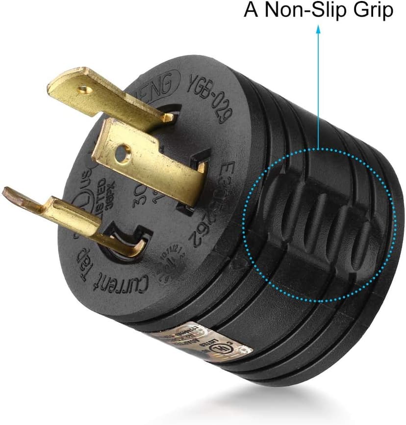 Miady RV Generator Adapter, 3-Prong 30A Male to 30Amp Female RV Power Plug for Camper Motorhome Trailer/UL Listed