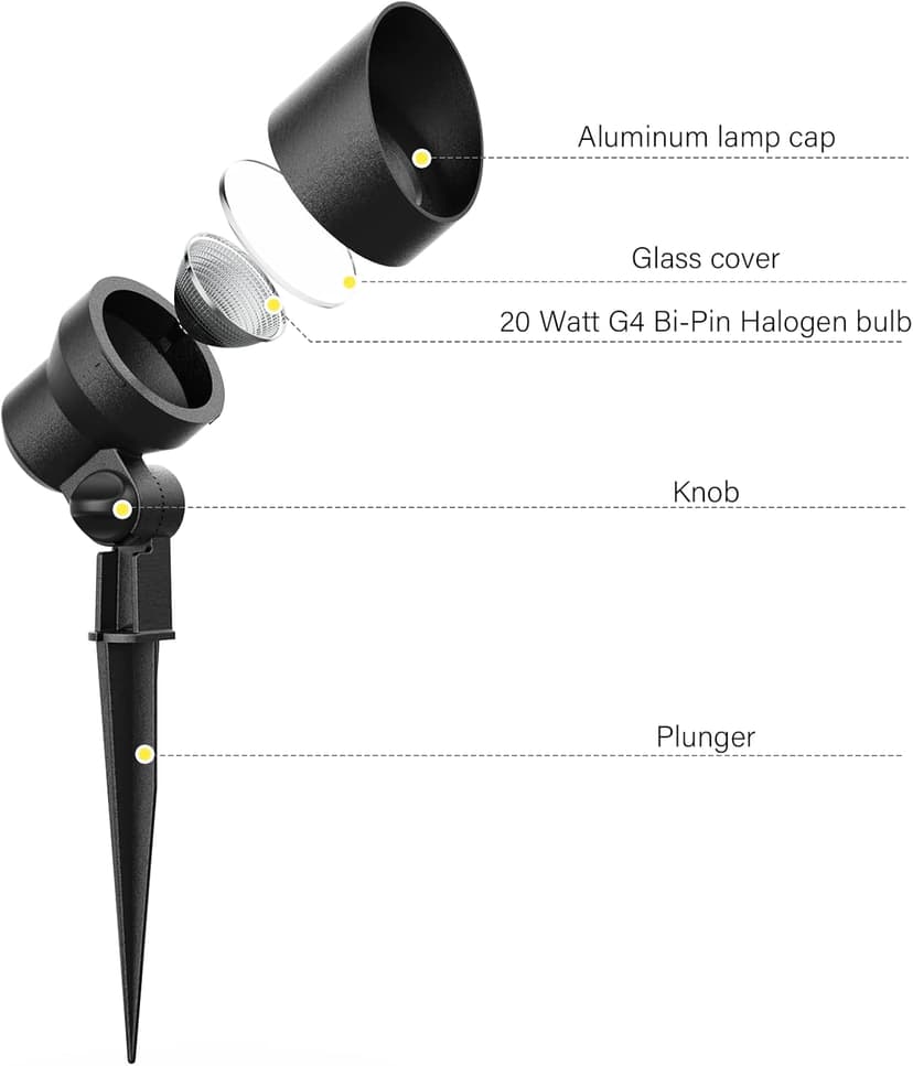 Malibu Low Voltage Landscape Lighting 20W Outdoor Spotlight Outdoor Weatherproof Lights for Low Voltage Landscape Lighting Floodlight Driveway, Yard, Lawn, Flood, Garden