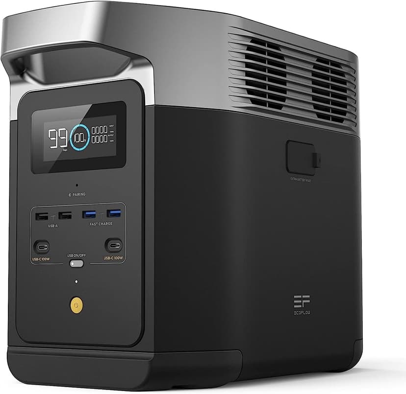 EF ECOFLOW Portable Power Station Delta 2, 1024Wh LiFePO4 (LFP) Battery, 1800W AC/100W USB-C Output, Solar Generator(Solar Panel Optional) for Home Backup Power, Camping & RVs