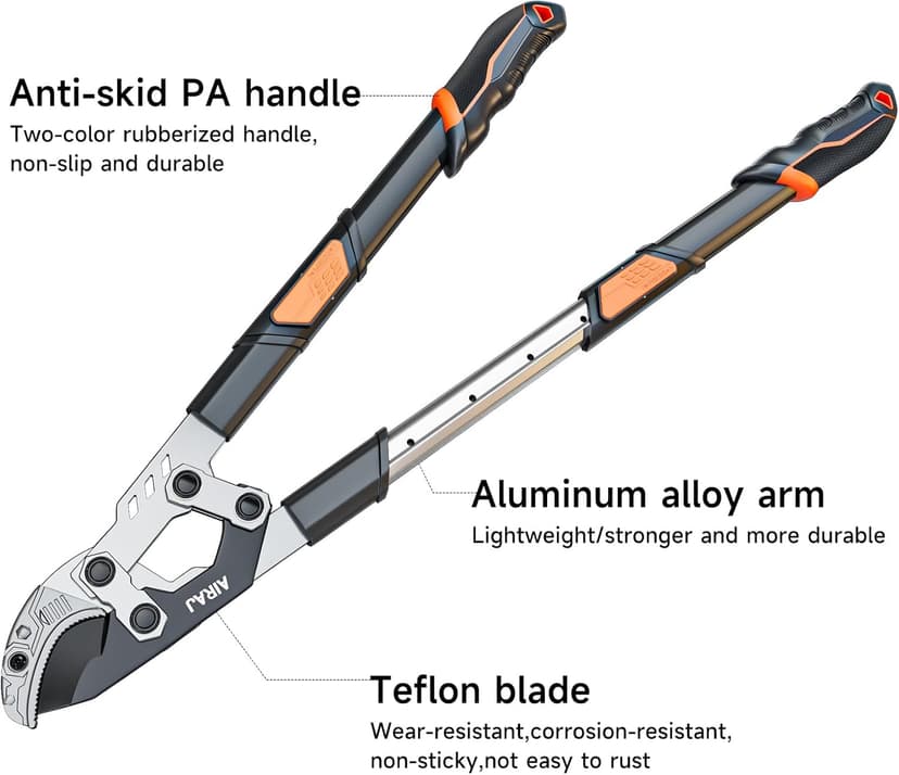 AIRAJ 27-37'' Extendable Anvil Loppers for Tree Trimming Heavy Duty with Compound Action | Branch Cutter with 2” Cutting Capacity | Chops Thick Branches Ease | Garden Lopper Pruning Shears Heavy Duty