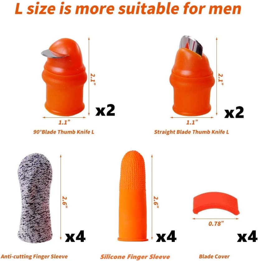 YBB 12 Pcs Gardening Silicone Thumb Knife Harvesting Tool, Separator Finger Plant Fruit Picking Knife Garden Tool (L)