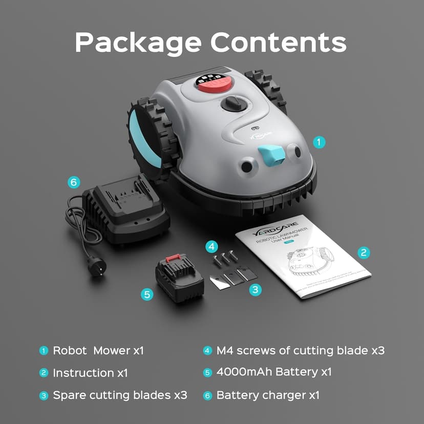 V100 Robotic Lawn Mower with Visual Navigation, Smart Obstacle Avoidance, Adjustable Cutting Height, Low Noise – Ideal for Small Lawns