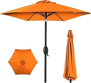Best Choice Products 7.5ft Heavy-Duty Round Outdoor Market Table Patio Umbrella w/Steel Pole, Push Button Tilt, Easy Crank Lift - Orange