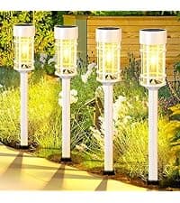 8 Pack Solar Pathway Lights Outdoor, Waterproof Solar Lights Outdoor with Metal & Glass Design - Auto On/Off, Long-Lasting, Landscape Lighting for Garden, Yard, Lawn, Driveway, Walkway