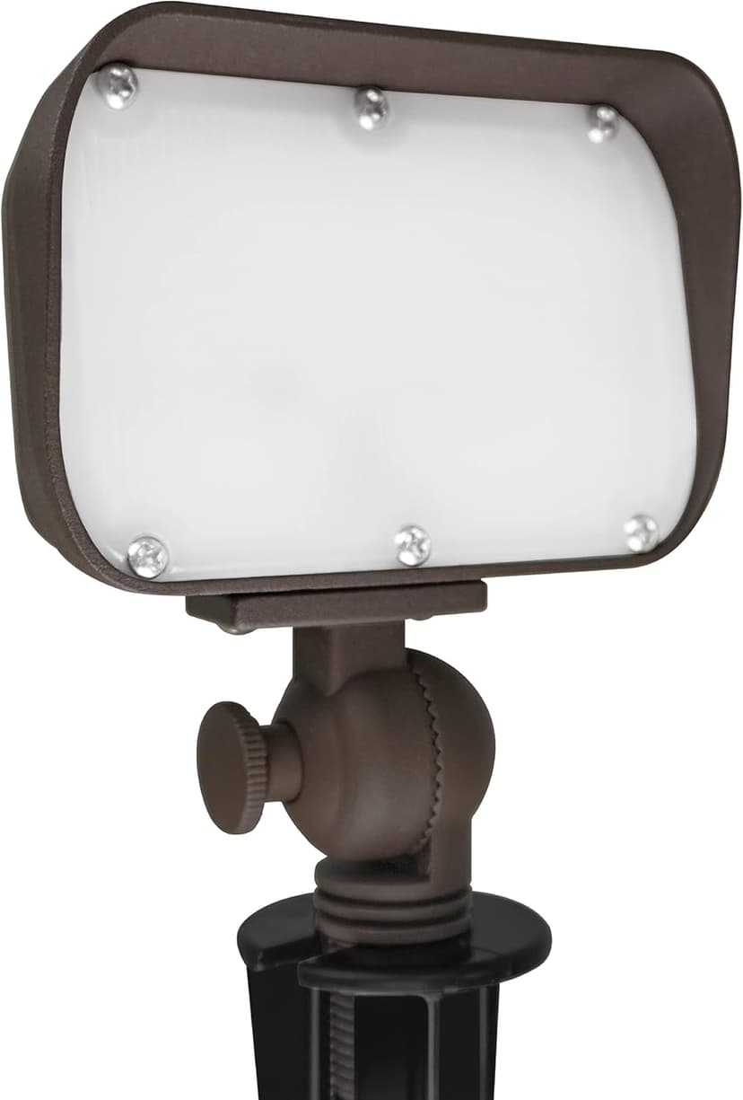GKOLED 7W LED Outdoor Flood Light, Low Voltage Landscape Lighting, Waterproof Security Wall Lighting Fixture, 9-15V, 480 Lumen, 3000K, 1/2" Adjustable Knuckle Mount, Die-cast Aluminum, Brown