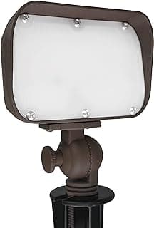 GKOLED 7W LED Outdoor Flood Light, Low Voltage Landscape Lighting, Waterproof Security Wall Lighting Fixture, 9-15V, 480 Lumen, 3000K, 1/2" Adjustable Knuckle Mount, Die-cast Aluminum, Brown