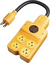 MECMO NEMA L14-30P to Four 5-20R/5-15R & L14-30R Generator Adapter Extension Cord, 4 Prong Twist Locking 30 amp to 15/20/30 amp Generator Power Cord 125/250V 7500 Watts, ETL Listed