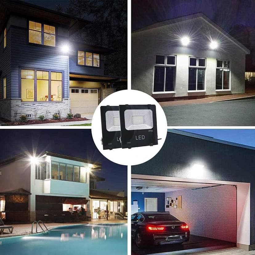 HANNAHONG 30W LED Flood Light Plug in with ON/Off Switch,Cool White,Bright Security/Work/Plant Grow Outdoor,IP66 Waterproof,Reflector Exteriore Spotlight Porch,Garage,Patio,Yard,Garden