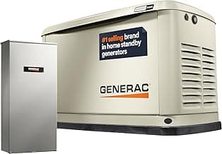 Generac Guardian 24kW Home Standby Generator with 200 Amp Transfer Switch, Durable All Aluminum, WiFi Enabled with G-Force Engine, Easy to Use, Whole House Power Backup, Smart Outage Solution - Bisque