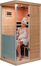 LTCCDSS Infrared Sauna, 1 Person Far Infrared Sauna for Home, with 1060W Indoor Sauna with Bluetooth Speakers, LED Reading Lamp, Red Lamp, 2 Tempered Glass Door, Hemlock Wood Sauna Room Left Door