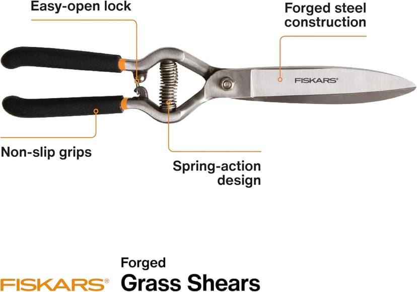 Fiskars 392230-1004 Forged Grass Shears, Black