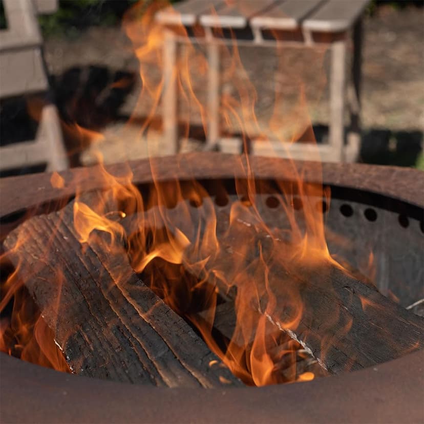 Ash & Ember 24" Corten Steel Dual Flame Smokeless Fire Pit with Lid, Ultra-Efficient Enclosed Airflow Design, Backyard Smokeless Outdoor Fire Pit, Will Patina Overtime