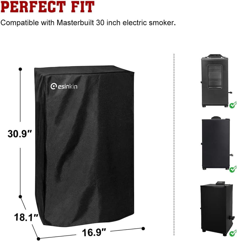 esinkin 30-Inch Electric Smoker Cover for Masterbuilt Electric Smoker, Dust UV Durable Waterproof and Conveninet, Black