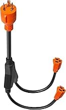 30 Amp to 15 Amp Generator Y Splitter Adapter Cord,NEMA L5-30P Male Plug to 5-15R Female,Heavy Duty STW 10 AWG for Generator, ETL Listed, Orange