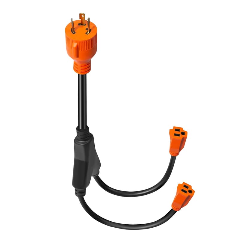 30 Amp to 15 Amp Generator Y Splitter Adapter Cord,NEMA L5-30P Male Plug to 5-15R Female,Heavy Duty STW 10 AWG for Generator, ETL Listed, Orange